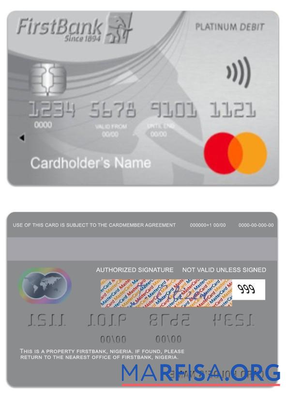 Realistic Nigeria FirstBank platinum debit mastercard real example